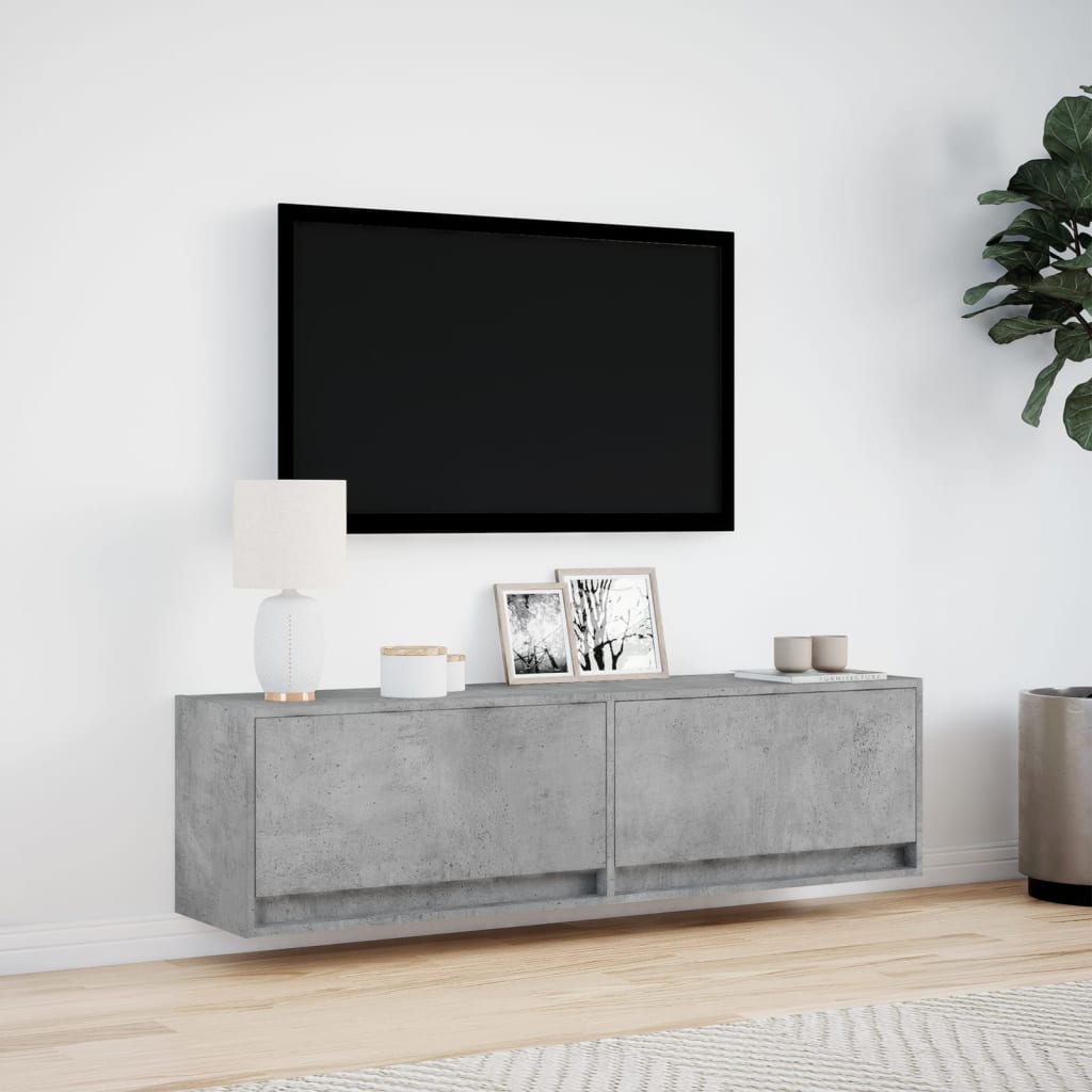 Meuble TV Mural LED en Bois Gris Béton - 140 cm-Mon Meuble TV-Gris béton-80 cm-5