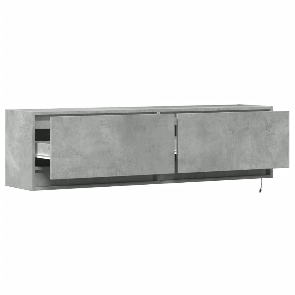 Meuble TV Mural LED en Bois Gris Béton - 140 cm-Mon Meuble TV-Gris béton-80 cm-9