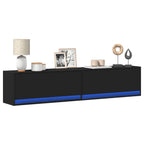 Meuble TV Mural LED en Bois Gris Béton - 140 cm-Mon Meuble TV-Noir-180 cm-13