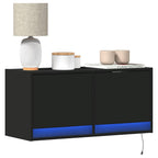 Meuble TV Mural LED en Bois Gris Béton - 140 cm-Mon Meuble TV-Noir-80 cm-29