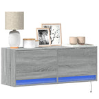 Meuble TV Mural LED en Bois Gris Béton - 140 cm-Mon Meuble TV-Sonoma gris-100 cm-23