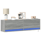 Meuble TV Mural LED en Bois Gris Béton - 140 cm-Mon Meuble TV-Sonoma gris-140 cm-28