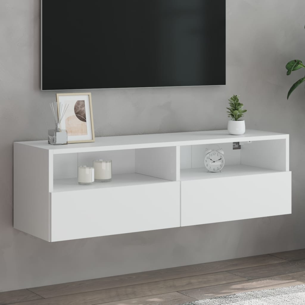 Meuble TV Mural Marron Effet Bois - 60 cm-Mon Meuble TV-Blanc-100 cm-1-15