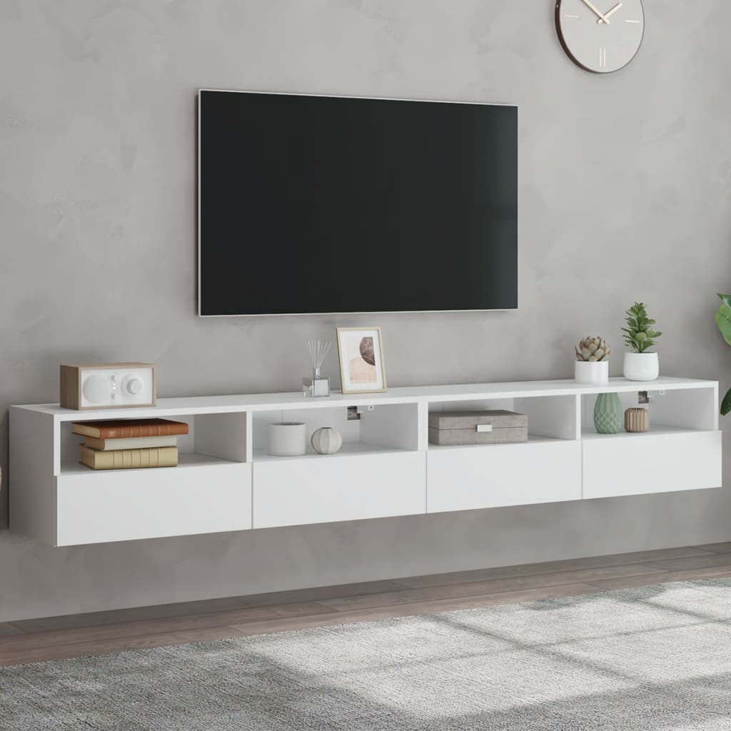 Meuble TV Mural Marron Effet Bois - 60 cm-Mon Meuble TV-Blanc-100 cm-2-43