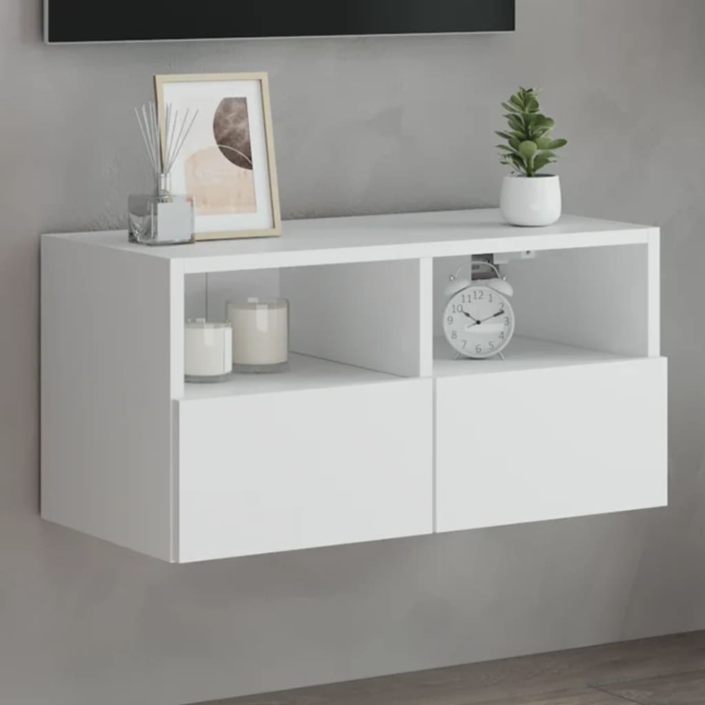 Meuble TV Mural Marron Effet Bois - 60 cm-Mon Meuble TV-Blanc-60 cm-1-27
