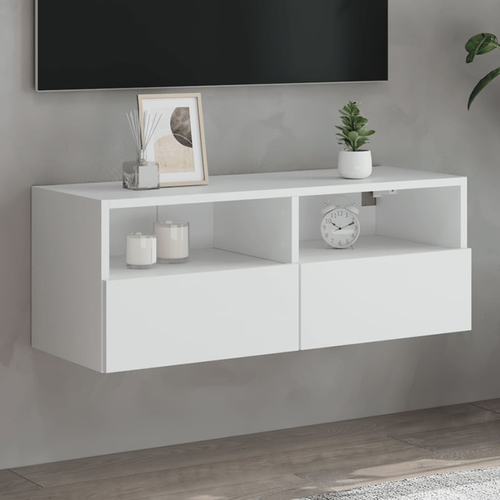 Meuble TV Mural Marron Effet Bois - 60 cm-Mon Meuble TV-Blanc-80 cm-1-34
