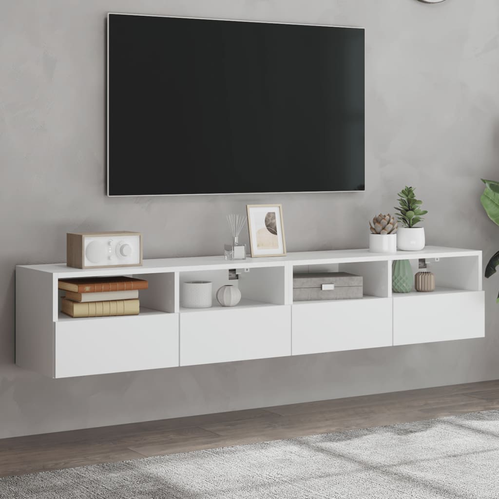 Meuble TV Mural Marron Effet Bois - 60 cm-Mon Meuble TV-Blanc-80 cm-2-58