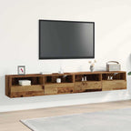 Meuble TV Mural Marron Effet Bois - 60 cm-Mon Meuble TV-Bois ancien-100 cm-2-20