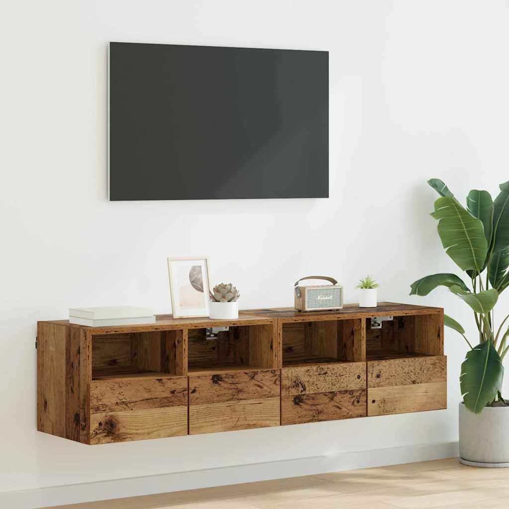Meuble TV Mural Marron Effet Bois - 60 cm-Mon Meuble TV-Bois ancien-60 cm-2-50