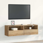 Meuble TV Mural Marron Effet Bois - 60 cm-Mon Meuble TV-Chêne artisanal-100 cm-1-39