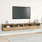 Meuble TV Mural Marron Effet Bois - 60 cm-Mon Meuble TV-Chêne artisanal-100 cm-2-21