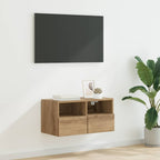 Meuble TV Mural Marron Effet Bois - 60 cm-Mon Meuble TV-Chêne artisanal-60 cm-1-41