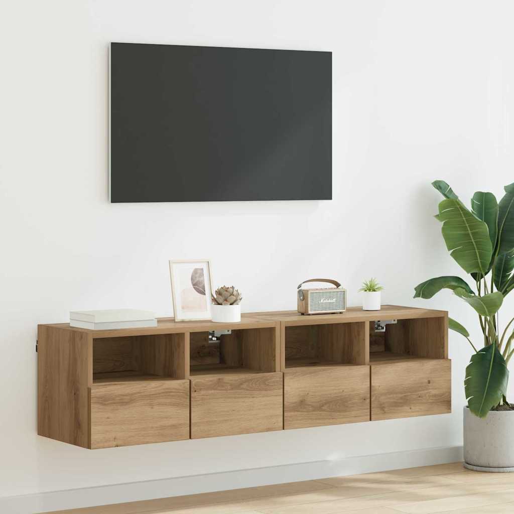 Meuble TV Mural Marron Effet Bois - 60 cm-Mon Meuble TV-Chêne artisanal-60 cm-2-48