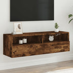 Meuble TV Mural Marron Effet Bois - 60 cm-Mon Meuble TV-Chêne fumé-100 cm-1-17