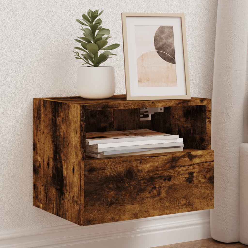 Meuble TV Mural Marron Effet Bois - 60 cm-Mon Meuble TV-Chêne fumé-40 cm-1-23