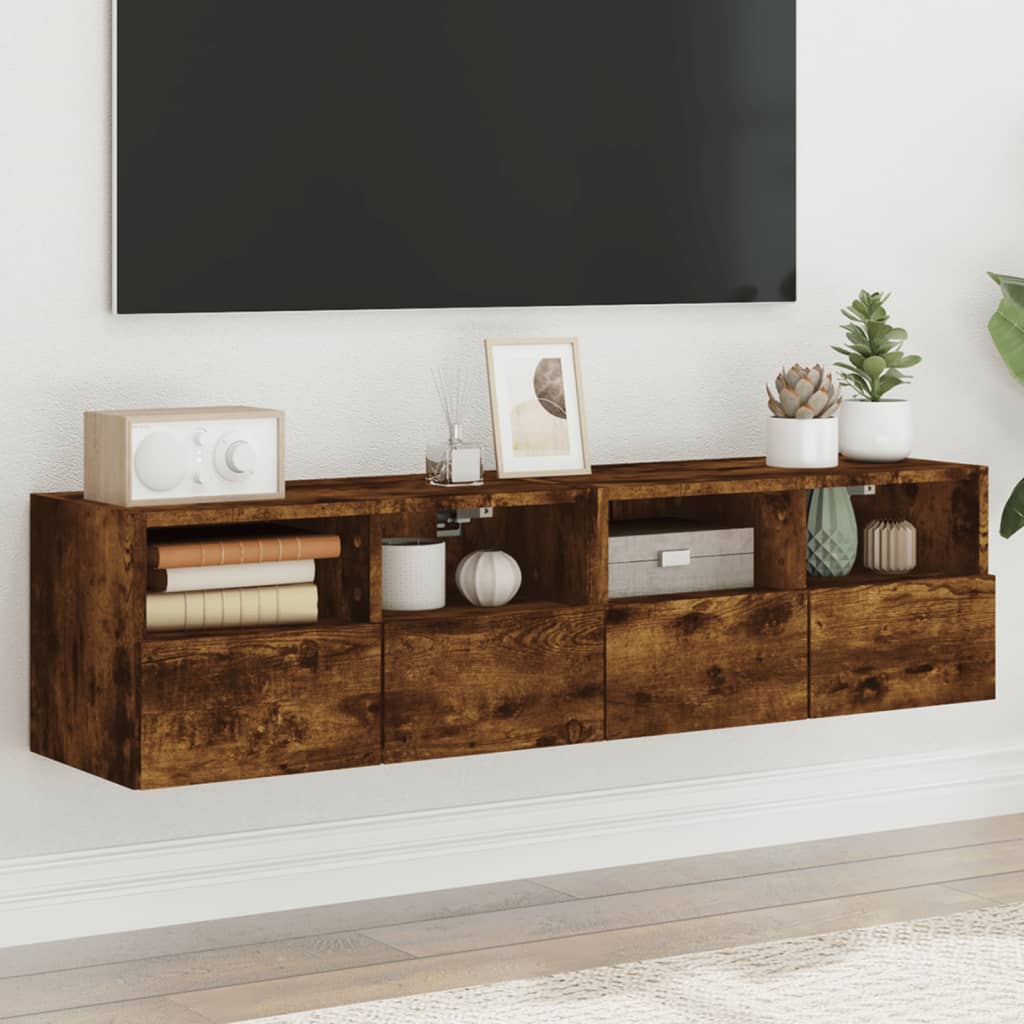 Meuble TV Mural Marron Effet Bois - 60 cm-Mon Meuble TV-Chêne fumé-60 cm-2-53