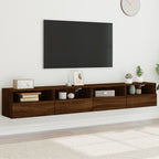 Meuble TV Mural Marron Effet Bois - 60 cm-Mon Meuble TV-Chêne marron-100 cm-2-64