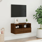 Meuble TV Mural Marron Effet Bois - 60 cm-Mon Meuble TV-Chêne marron-60 cm-1-3