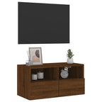 Meuble TV Mural Marron Effet Bois - 60 cm-Mon Meuble TV-Chêne marron-60 cm-1-5