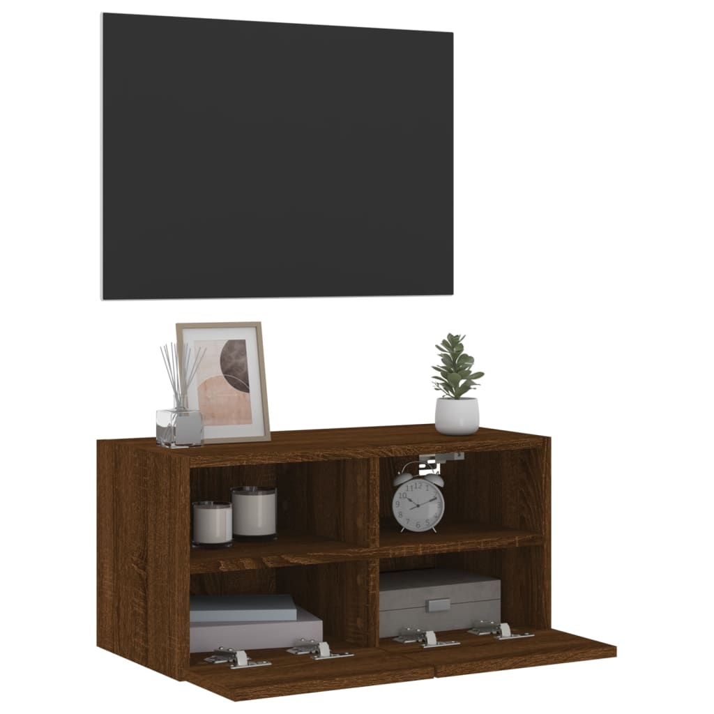Meuble TV Mural Marron Effet Bois - 60 cm-Mon Meuble TV-Chêne marron-60 cm-1-6