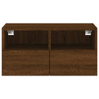 Meuble TV Mural Marron Effet Bois - 60 cm-Mon Meuble TV-Chêne marron-60 cm-1-8