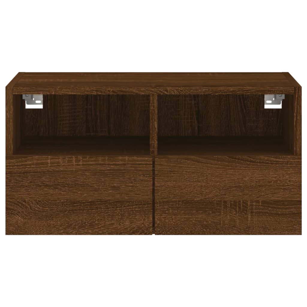 Meuble TV Mural Marron Effet Bois - 60 cm-Mon Meuble TV-Chêne marron-60 cm-1-8