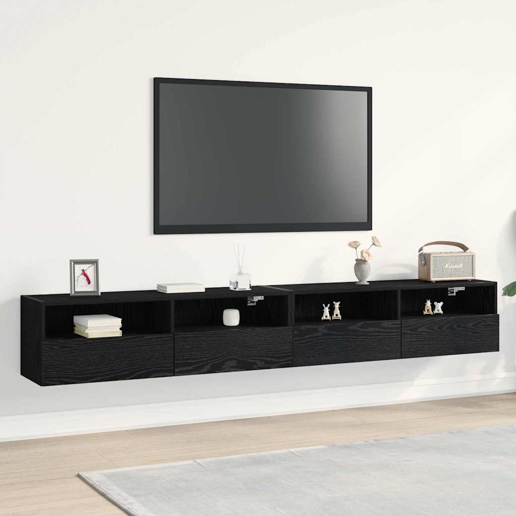 Meuble TV Mural Marron Effet Bois - 60 cm-Mon Meuble TV-Chêne noir-100 cm-2-40