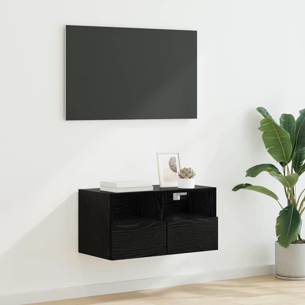 Meuble TV Mural Marron Effet Bois - 60 cm-Mon Meuble TV-Chêne noir-60 cm-1-25