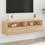 Meuble TV Mural Marron Effet Bois - 60 cm-Mon Meuble TV-Chêne sonoma-100 cm-1-16