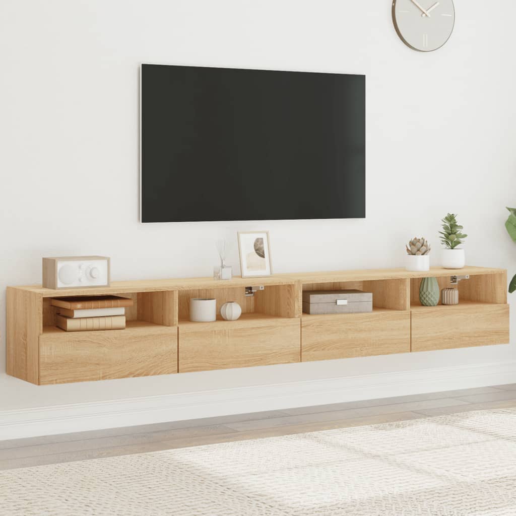 Meuble TV Mural Marron Effet Bois - 60 cm-Mon Meuble TV-Chêne sonoma-100 cm-2-65