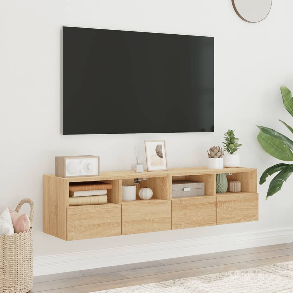Meuble TV Mural Marron Effet Bois - 60 cm-Mon Meuble TV-Chêne sonoma-60 cm-2-54