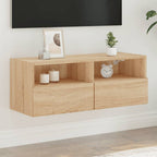 Meuble TV Mural Marron Effet Bois - 60 cm-Mon Meuble TV-Chêne sonoma-80 cm-1-38
