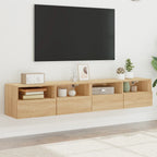Meuble TV Mural Marron Effet Bois - 60 cm-Mon Meuble TV-Chêne sonoma-80 cm-2-60