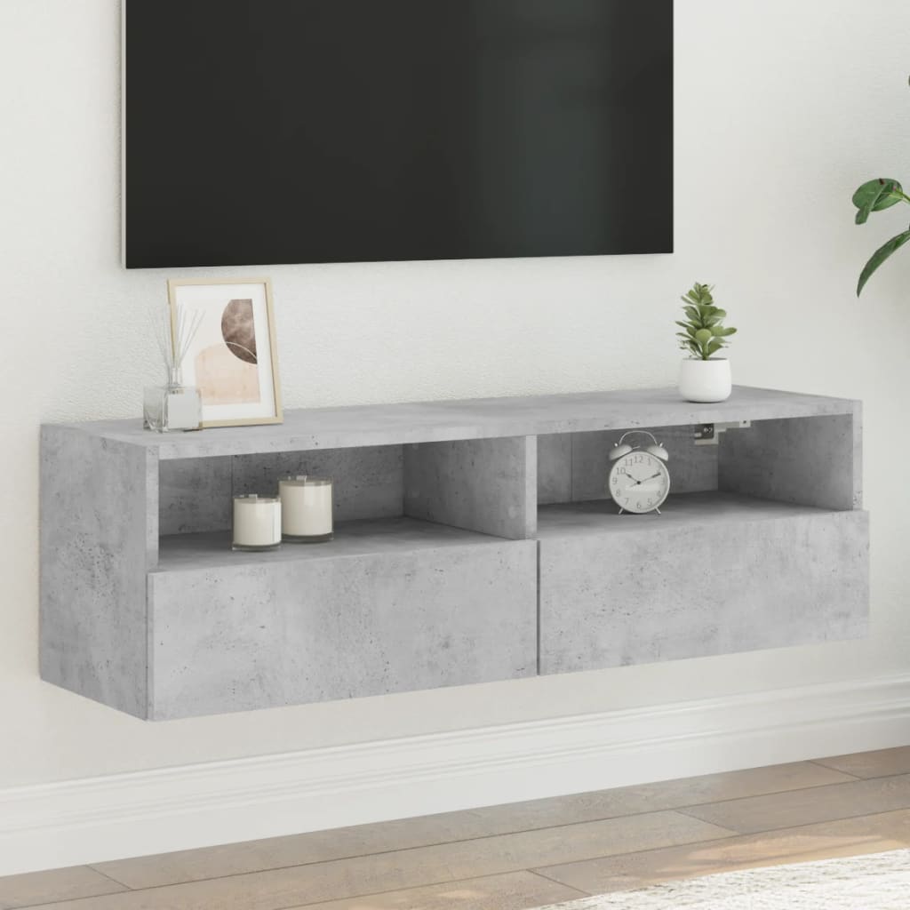 Meuble TV Mural Marron Effet Bois - 60 cm-Mon Meuble TV-Gris béton-100 cm-1-19
