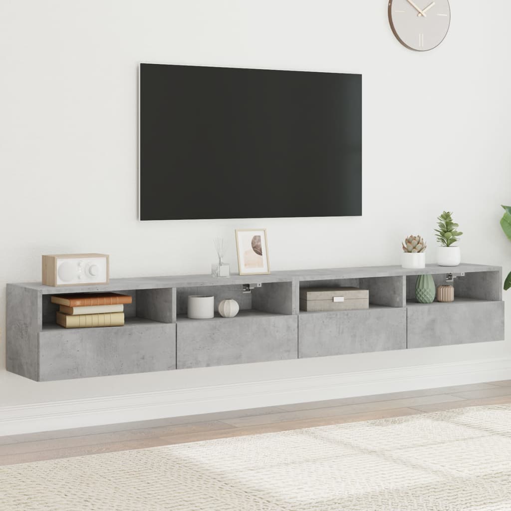 Meuble TV Mural Marron Effet Bois - 60 cm-Mon Meuble TV-Gris béton-100 cm-2-62