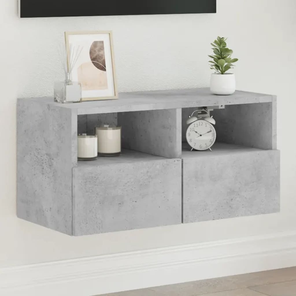 Meuble TV Mural Marron Effet Bois - 60 cm-Mon Meuble TV-Gris béton-60 cm-1-29