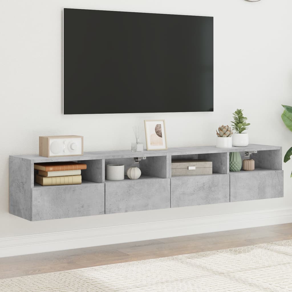 Meuble TV Mural Marron Effet Bois - 60 cm-Mon Meuble TV-Gris béton-80 cm-2-59