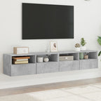 Meuble TV Mural Marron Effet Bois - 60 cm-Mon Meuble TV-Gris béton-80 cm-2-59
