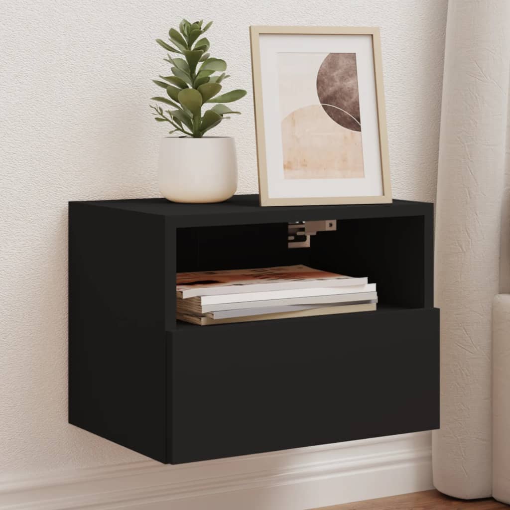Meuble TV Mural Marron Effet Bois - 60 cm-Mon Meuble TV-Noir-40 cm-2-45