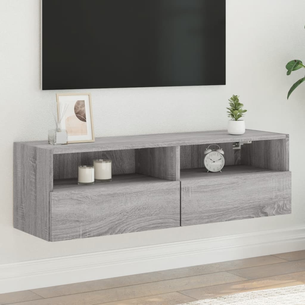 Meuble TV Mural Marron Effet Bois - 60 cm-Mon Meuble TV-Sonoma gris-100 cm-1-18