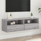 Meuble TV Mural Marron Effet Bois - 60 cm-Mon Meuble TV-Sonoma gris-100 cm-1-18