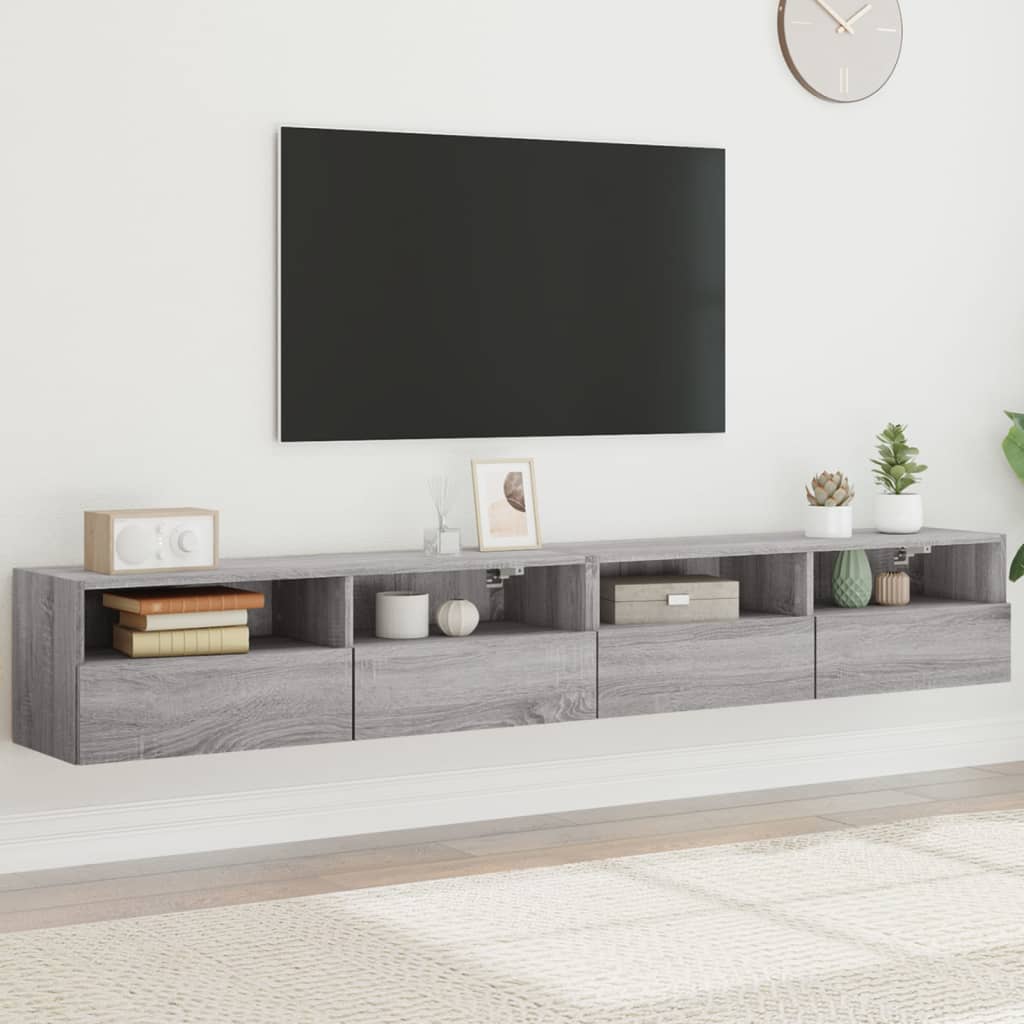 Meuble TV Mural Marron Effet Bois - 60 cm-Mon Meuble TV-Sonoma gris-100 cm-2-61