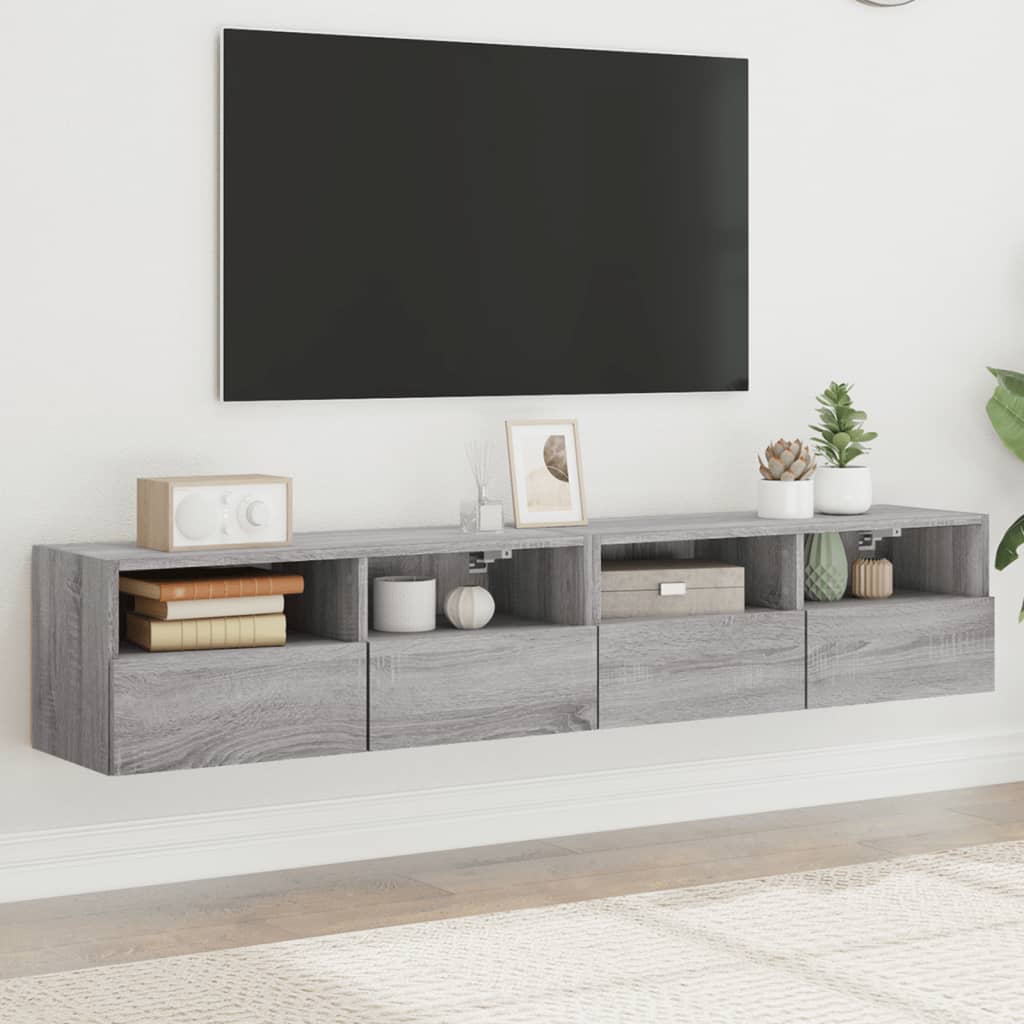 Meuble TV Mural Marron Effet Bois - 60 cm-Mon Meuble TV-Sonoma gris-80 cm-2-68