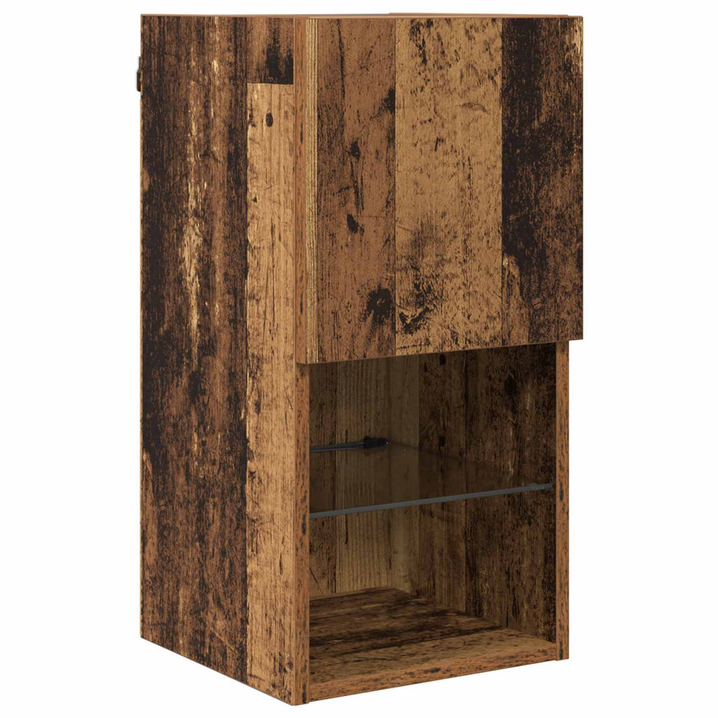Meuble TV Mural Marron Effet Vieux Bois - 4 Pièces-Mon Meuble TV-6
