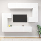 Meuble TV Mural Moderne Effet Béton - 8 Pièces-Mon Meuble TV-Blanc-100 cm-8-20