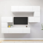 Meuble TV Mural Moderne Effet Béton - 8 Pièces-Mon Meuble TV-Blanc-80 cm-8-19