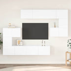 Meuble TV Mural Moderne Effet Béton - 8 Pièces-Mon Meuble TV-Blanc brillant-80 cm-8-13