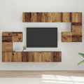 Meuble TV Mural Moderne Effet Béton - 8 Pièces-Mon Meuble TV-Bois ancien-60 cm-10-22