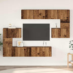 Meuble TV Mural Moderne Effet Béton - 8 Pièces-Mon Meuble TV-Bois ancien-80 cm-8-24