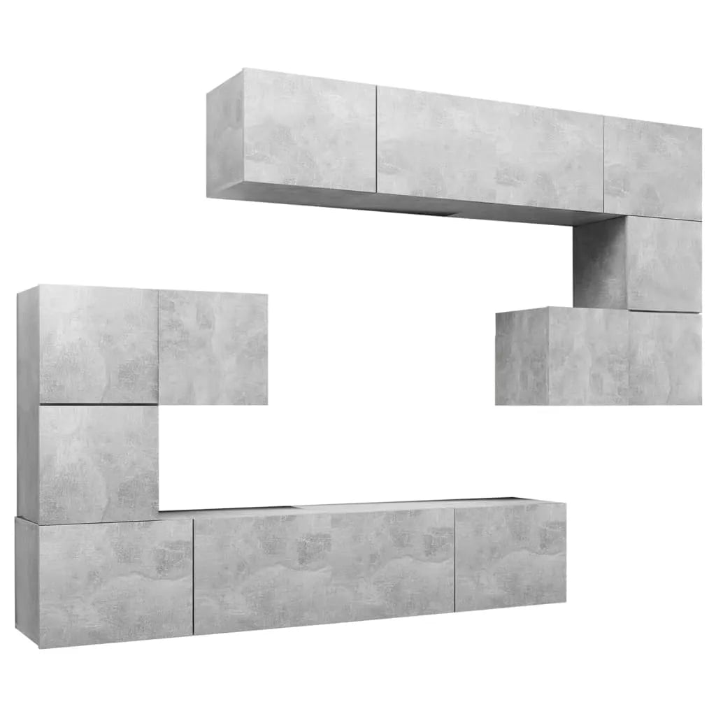 Meuble TV Mural Moderne Effet Béton - 8 Pièces-Mon Meuble TV-chêne artisanal-60 cm-10-1